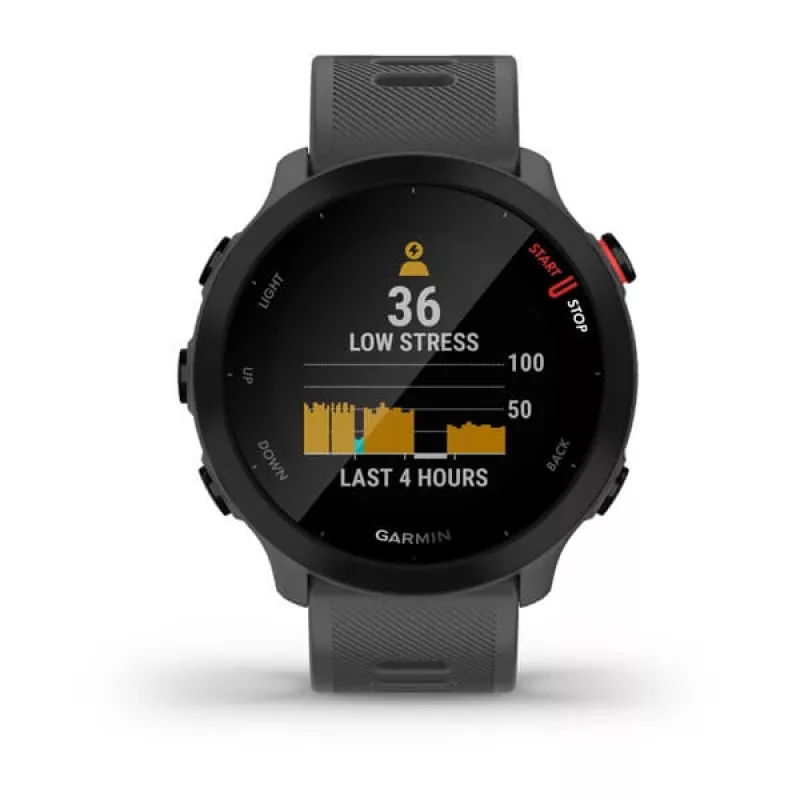 Nutikell GARMIN Forerunner 55, ümmargune 42 mm korpus, hall, silikoonrihm, GPS/GLONASS/Galileo, 5 ATM veekindlus