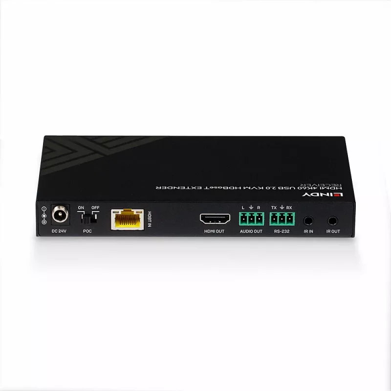 Lindy 150m Cat.6 HDMI 4K60, IR, RS-232 & Audio HDBaseT KVM pikendaja, vastuvõtja