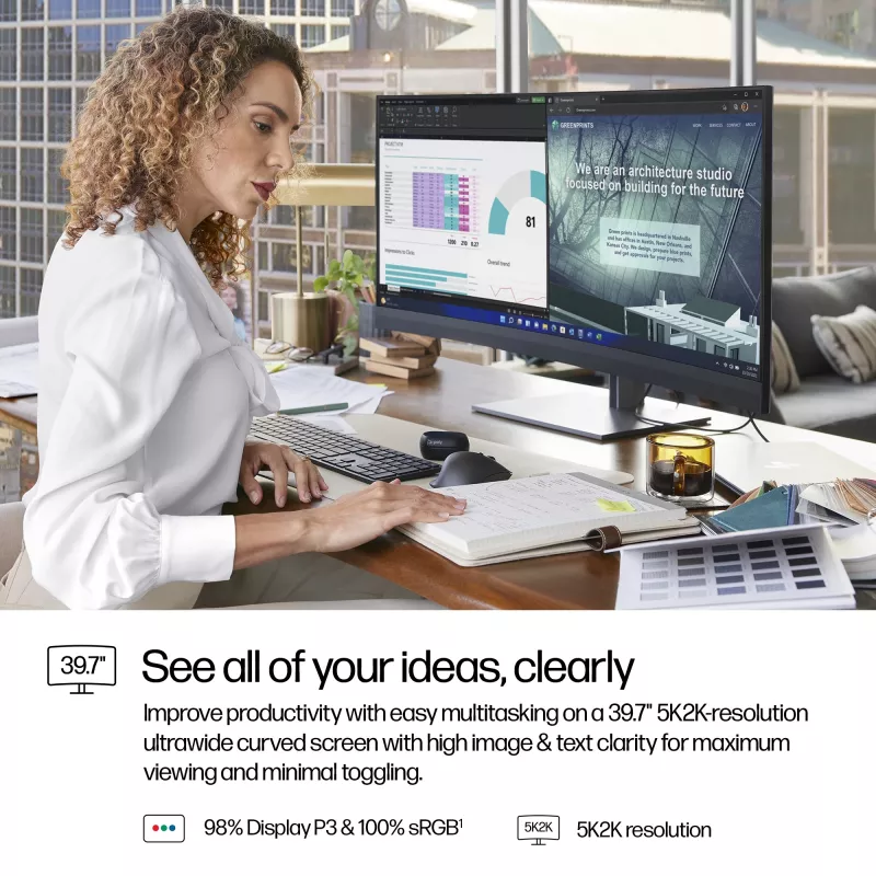 HP Series 7 Pro 39.7-tolline 5K2K konverentsimonitor-740pm