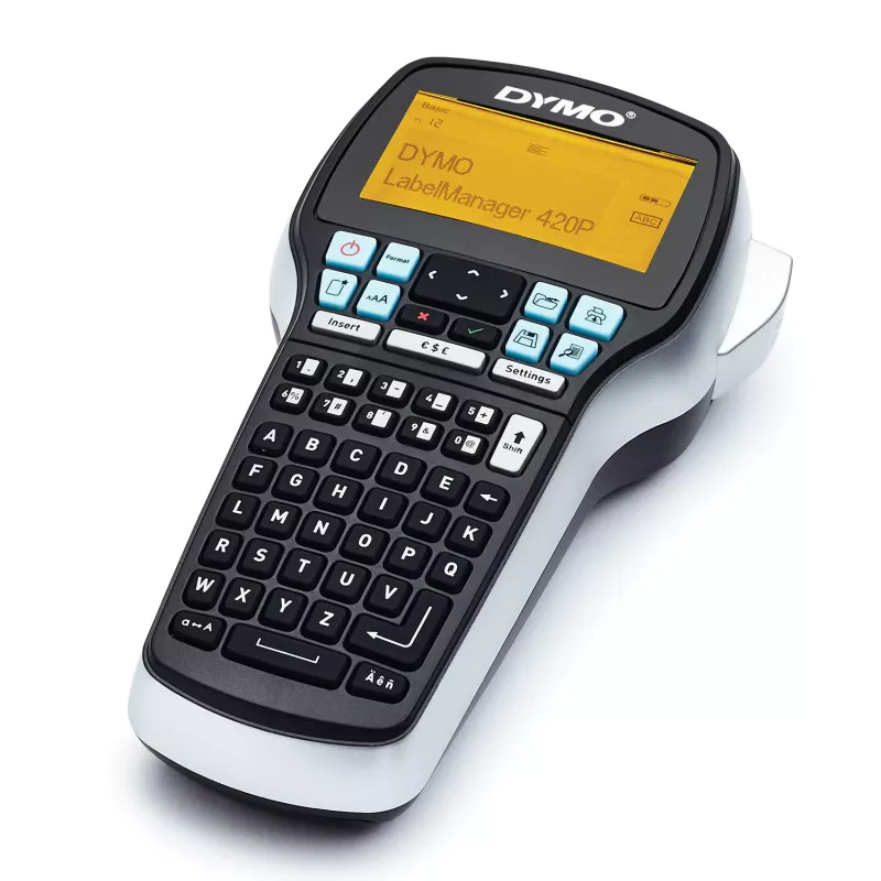 DYMO LabelManager 420P suure jõudlusega laetav kaasaskantav etiketimasina komplekt | ABC-klaviatuur koos 4 D1 etiketirulliga ja kandekotiga