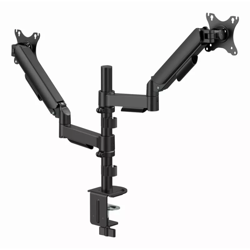 Gembird MA-DA2P-02 kuvari lauakinnitus kahele ekraanile, kuni 81,3 cm (32 tolli), VESA 75x75–100x100, maksimaalne kaal 9 kg igaühele, klamber/läbiviiguga, must