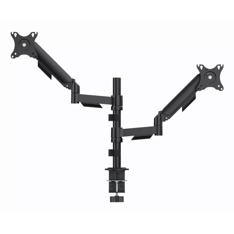 Gembird MA-DA2P-02 kuvari lauakinnitus kahele ekraanile, kuni 81,3 cm (32 tolli), VESA 75x75–100x100, maksimaalne kaal 9 kg igaühele, klamber/läbiviiguga, must