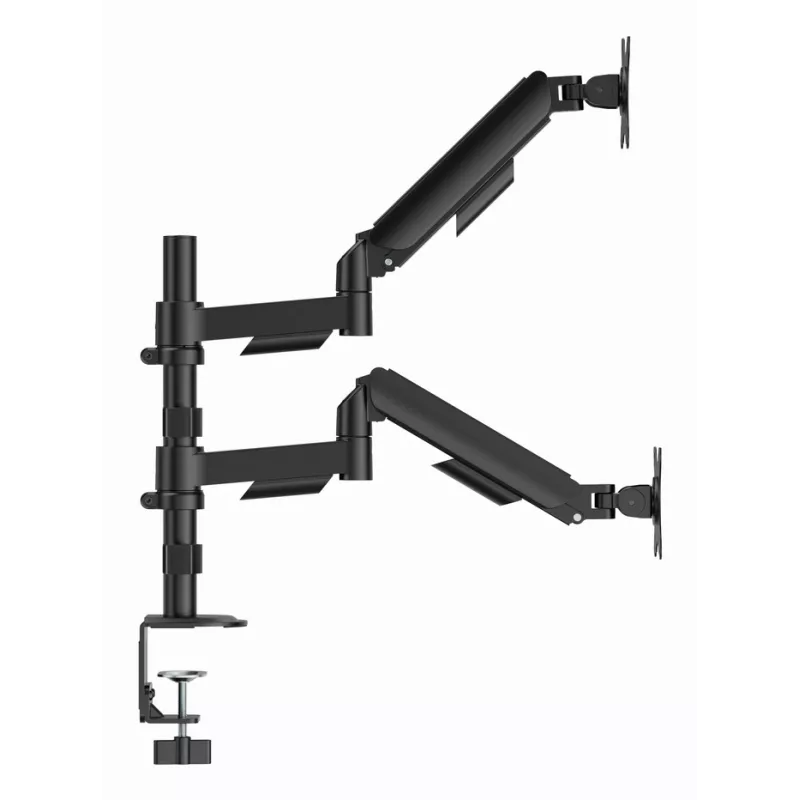 Gembird MA-DA2P-02 kuvari lauakinnitus kahele ekraanile, kuni 81,3 cm (32 tolli), VESA 75x75–100x100, maksimaalne kaal 9 kg igaühele, klamber/läbiviiguga, must