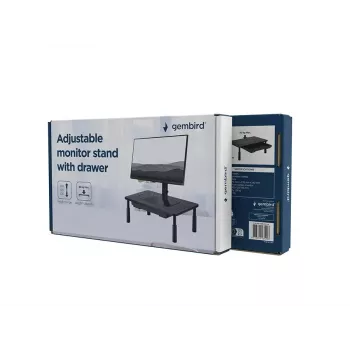 Monitorialus GEMBIRD MS-TABLE-D-01 — kõrgusega reguleeritav lauatõstuk 1 sahtliga, teras, 140 mm kõrgus, toetab 1 ekraani, 20 kg kandevõime