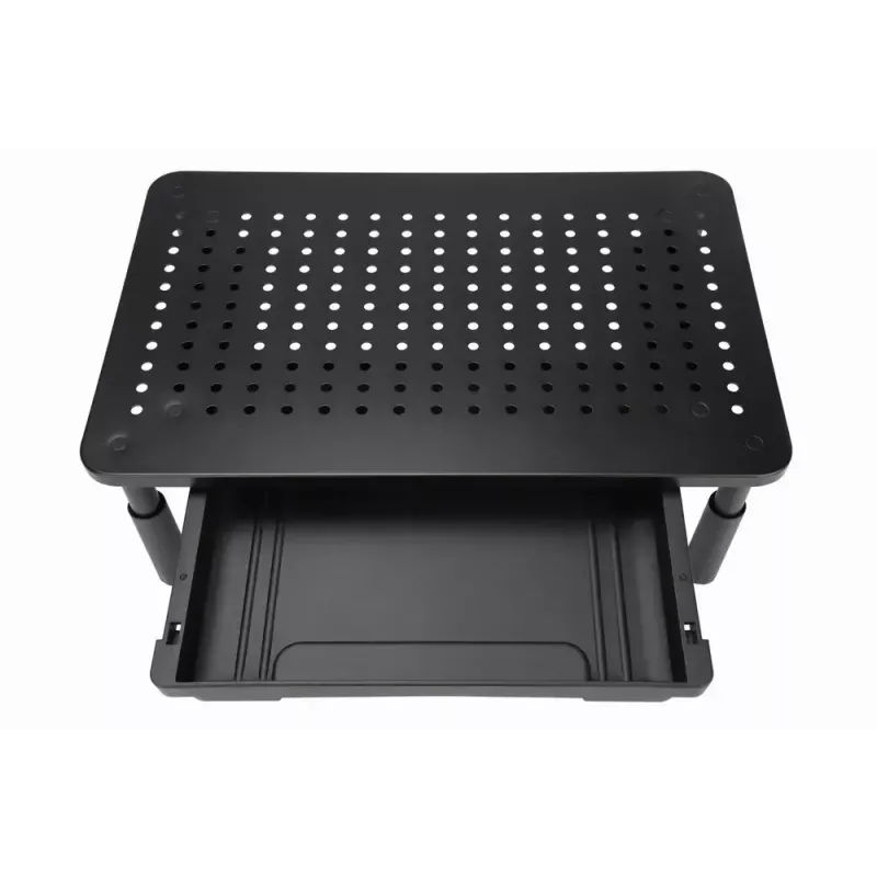 Monitorialus GEMBIRD MS-TABLE-D-01 — kõrgusega reguleeritav lauatõstuk 1 sahtliga, teras, 140 mm kõrgus, toetab 1 ekraani, 20 kg kandevõime