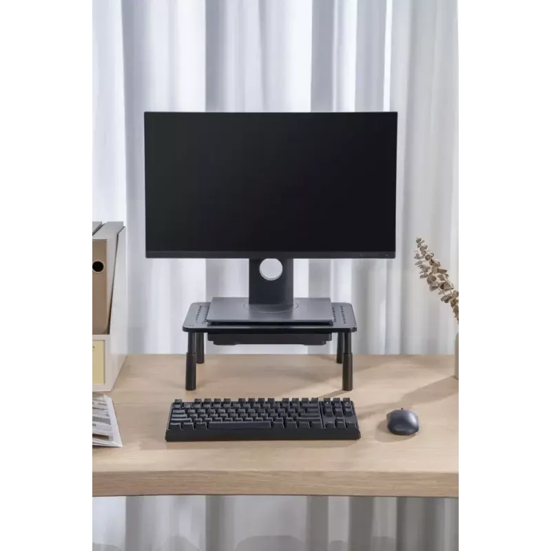 Monitorialus GEMBIRD MS-TABLE-D-01 — kõrgusega reguleeritav lauatõstuk 1 sahtliga, teras, 140 mm kõrgus, toetab 1 ekraani, 20 kg kandevõime