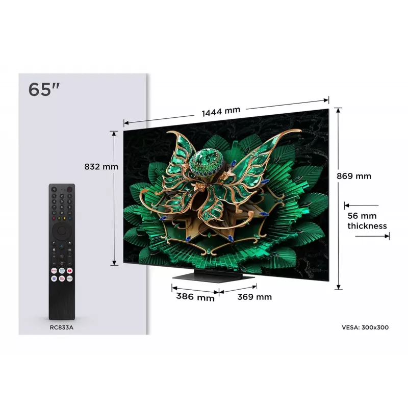 TCL 65C7K TV 165,1 cm (65 tolli) 4K Ultra HD Smart TV Wi-Fi Metallic 2600 cd/m²