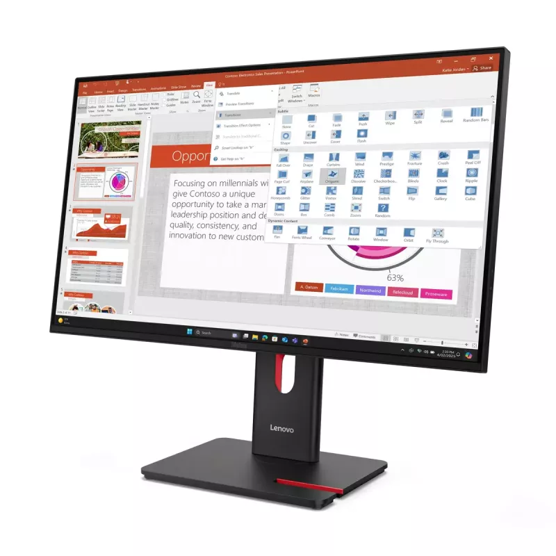 Monitor Lenovo ThinkVision T27-40 27 tolli Full HD IPS LED 1920x1080, 300 cd/m², 120 Hz, USB-hub, VESA