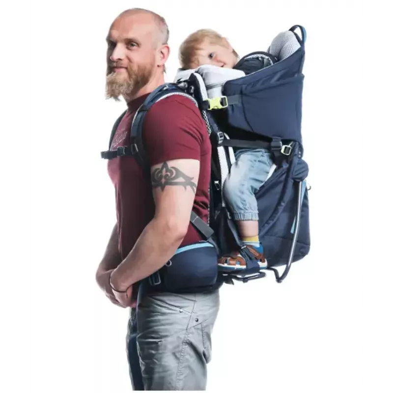 Beebikandur seljakott DEUTER Kid Comfort polüamiidist sinine, max koormus 22 kg, kaal 3.23 kg, mõõtmed 72×43×34 cm