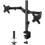 Monitorialus TECHLY ICA-LCD-382-D 2 ekraanile, lauaklamber, kuni 27 tolli, 20 kg, VESA 75x75–100x100, must