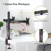 Monitorialus TECHLY ICA-LCD-382-D 2 ekraanile, lauaklamber, kuni 27 tolli, 20 kg, VESA 75x75–100x100, must