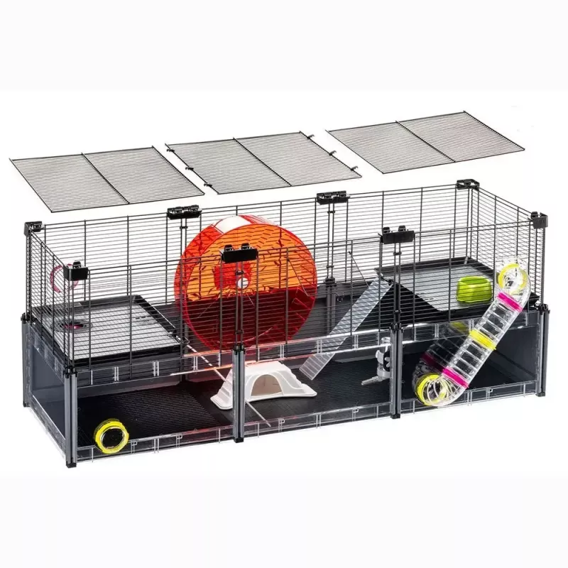 Näriliste puur FERPLAST Multipla hamster large 107,5×37,5×42 cm, metall, must