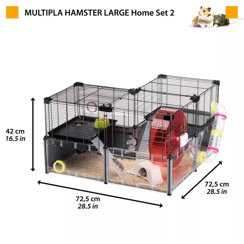 Näriliste puur FERPLAST Multipla hamster large 107,5×37,5×42 cm, metall, must