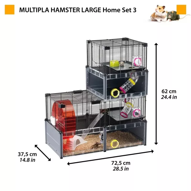 Näriliste puur FERPLAST Multipla hamster large 107,5×37,5×42 cm, metall, must