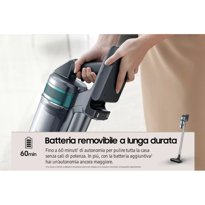 Samsung VS20B75AGR1 2-in-1 stick vacuum aku Dry Bagless 550 W Must, Mint colour