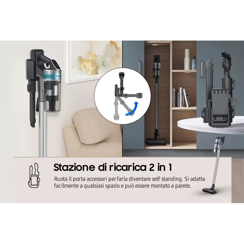 Samsung VS20B75AGR1 2-in-1 stick vacuum aku Dry Bagless 550 W Must, Mint colour