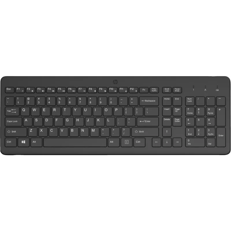 Juhtmevaba klaviatuur HP 225 täissuuruses mehaaniline QWERTY must