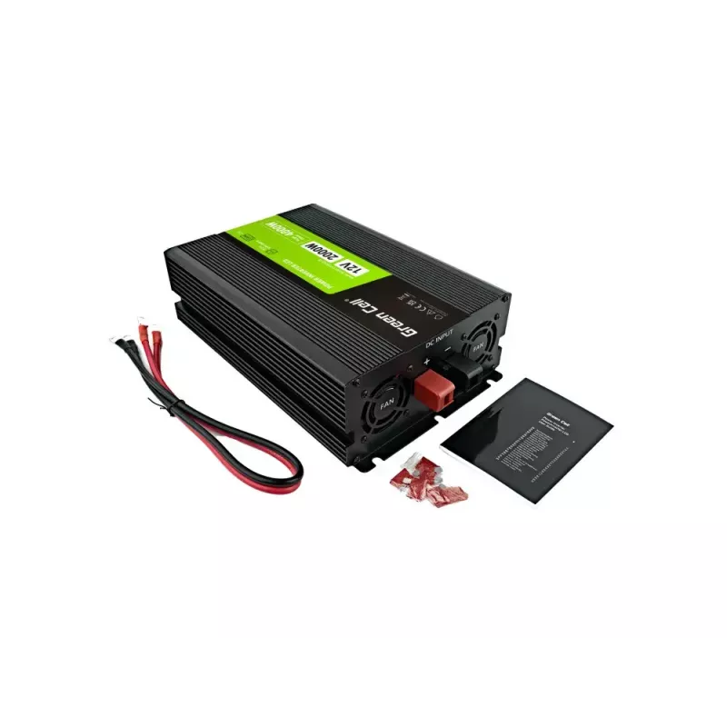Autoinverter roheline Cell INVGC12P2000LCD 2000W 12V kuni 230V puhas siinuslaine, LCD, 1×USB, 2×aux