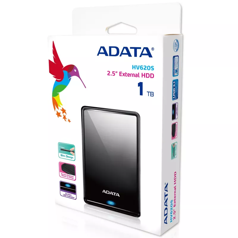 ADATA HV620S väline kõvaketas 1 TB 2,5 tolli Micro-USB B 3.2 Gen 1 (3.1 Gen 1) must