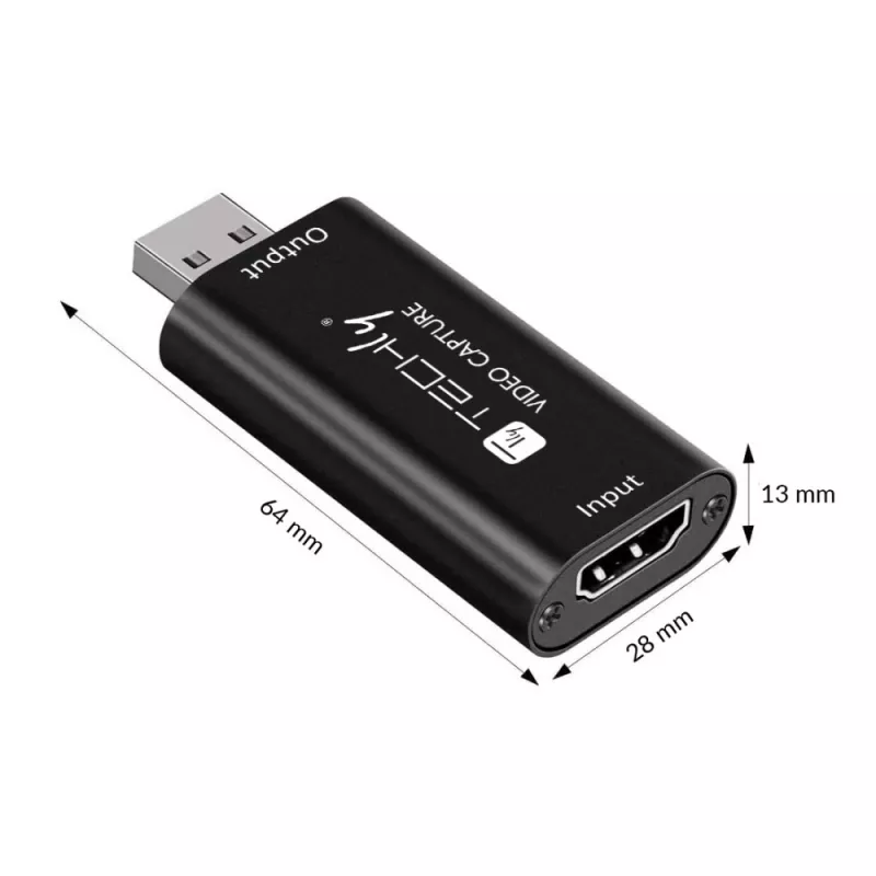 Videosignaali muundur TECHLY I-USB-VIDEO-1080TY — HDMI USB Type-A-le, 1920×1080@60Hz, 12-bit, USB-toitega