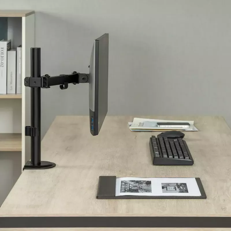 Laua LCD-kuvari kinnitus MACLEAN MC-572N reguleeritava kõrguse ja kaldega, VESA 75x75–100x100, toetab 17 tolli–32 tolli, max koormus 30 kg, must