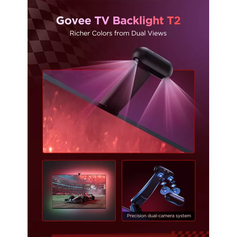 LED valgusriba Govee Envisual TV Backlight T2 kahe kaameraga 75–85-tollistele teleritele
