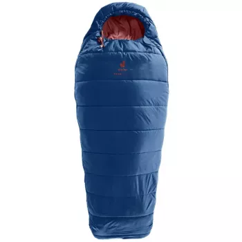 Muumikujuline magamiskott DEUTER Starlight pikkusele 130–170 cm, õõneskiust täidis, suvine, 910 g, kapuutsiga, öösinine/redwood