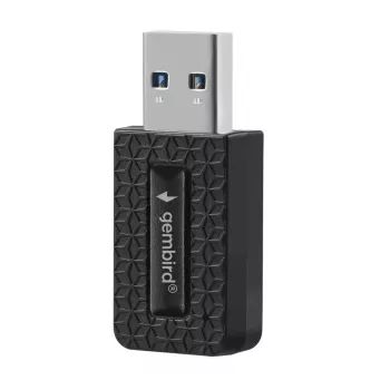 WLAN USB-adapter GEMBIRD AC1300 kahesageduslik Wi‑Fi 5 (RTL8812BU) 867 Mbit/s USB 3.0 sisseehitatud antenn must