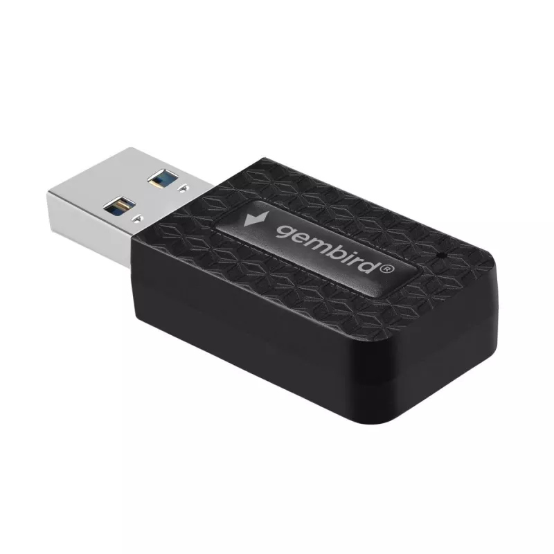 WLAN USB-adapter GEMBIRD AC1300 kahesageduslik Wi‑Fi 5 (RTL8812BU) 867 Mbit/s USB 3.0 sisseehitatud antenn must
