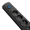 Liigpingekaitse QOLTEC 50104 — 4 vahelduvvoolupistikut, 230 V, 1,5 m kaabel, must