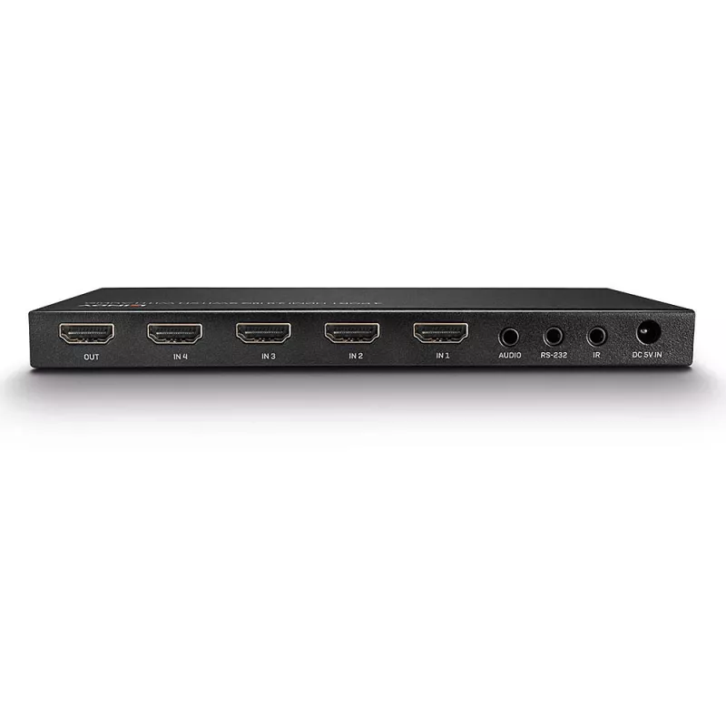 Lindy 4-pordiline HDMI 18G lüliti heliga, HDMI, metallist, must, 18 Gbit/s, 3840 x 2160 pikslit, 5.1 kanalit