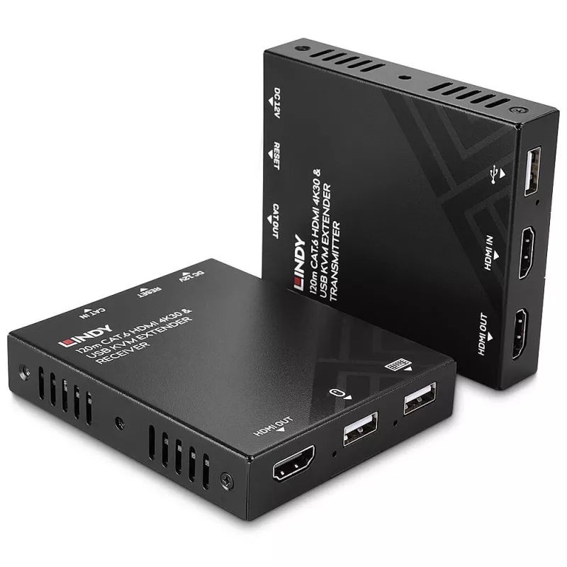 KVM-pikendaja Lindy 120 m Cat.6 HDMI ja USB saatja ja vastuvõtja