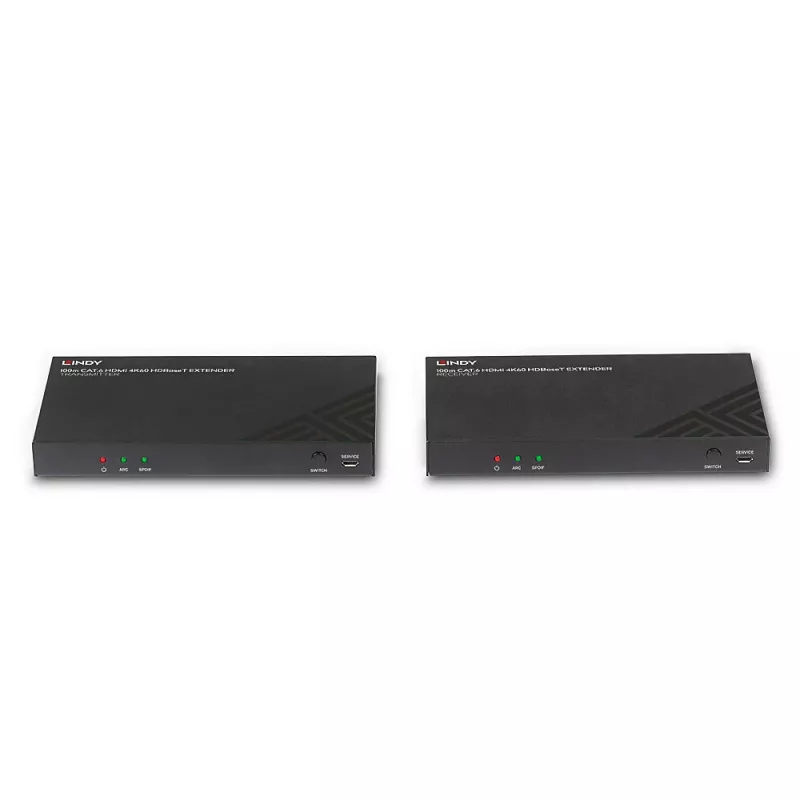 HDMI pikendussaatja ja -vastuvõtja Lindy 100m Cat.6 4K60 heli IR RS-232
