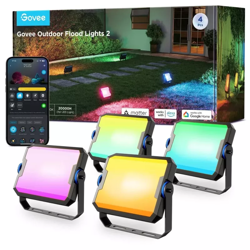 Nutikas aiavalgusti Govee H8057 Wi‑Fi/Bluetooth, must, 148×68,9×72,4 mm, 11 kWh/1000h