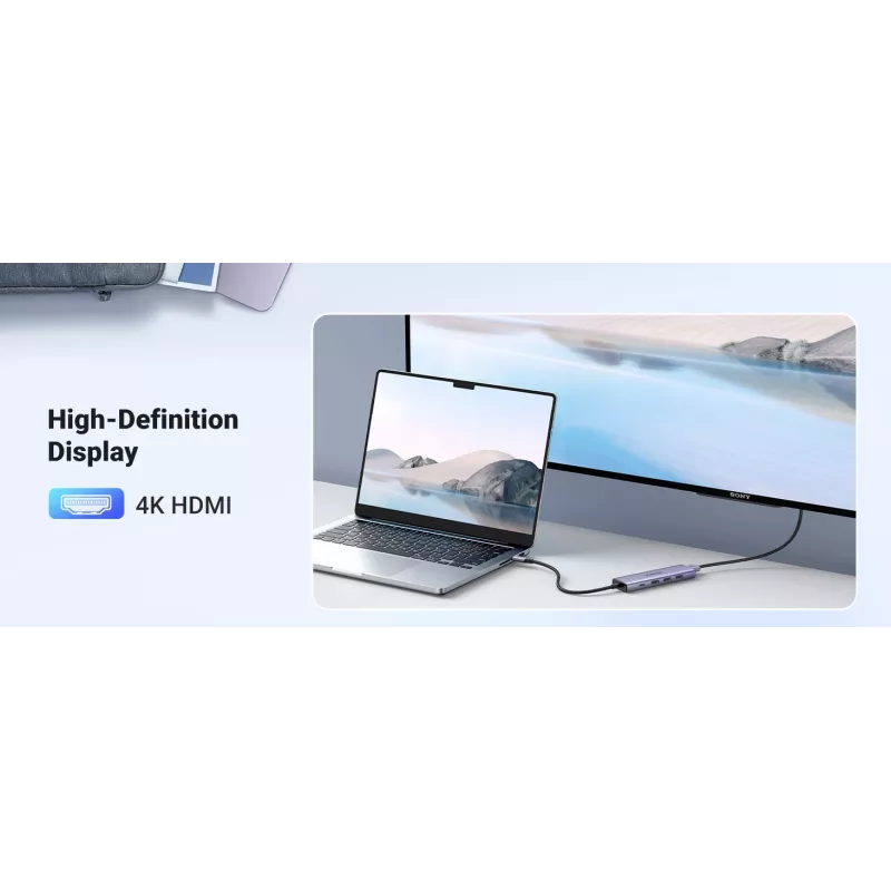UGREEN laptop dock 15596 USB 3.2 Gen 1 Type-A + USB-C, 3× USB-A, 1× USB-C PD 100W, 1× HDMI 2.0, alumiinium