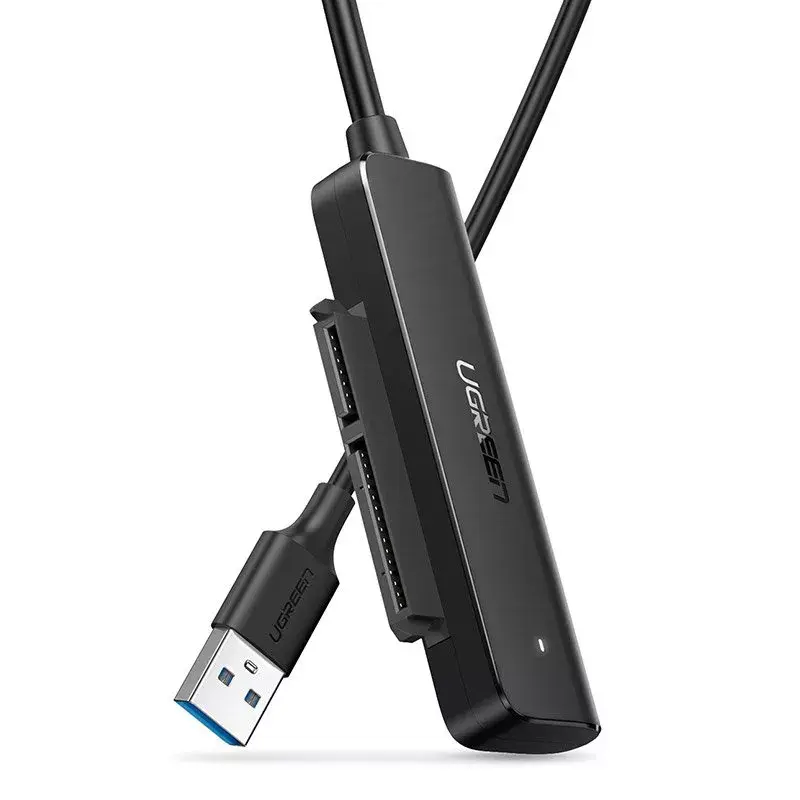 Väline 2,5-tolline SATA III USB 3.0 korpus UGREEN 70609 2,5-tollistele SATA SSD/HDD-le, USB-A kuni SATA, 5 Gbit/s, must