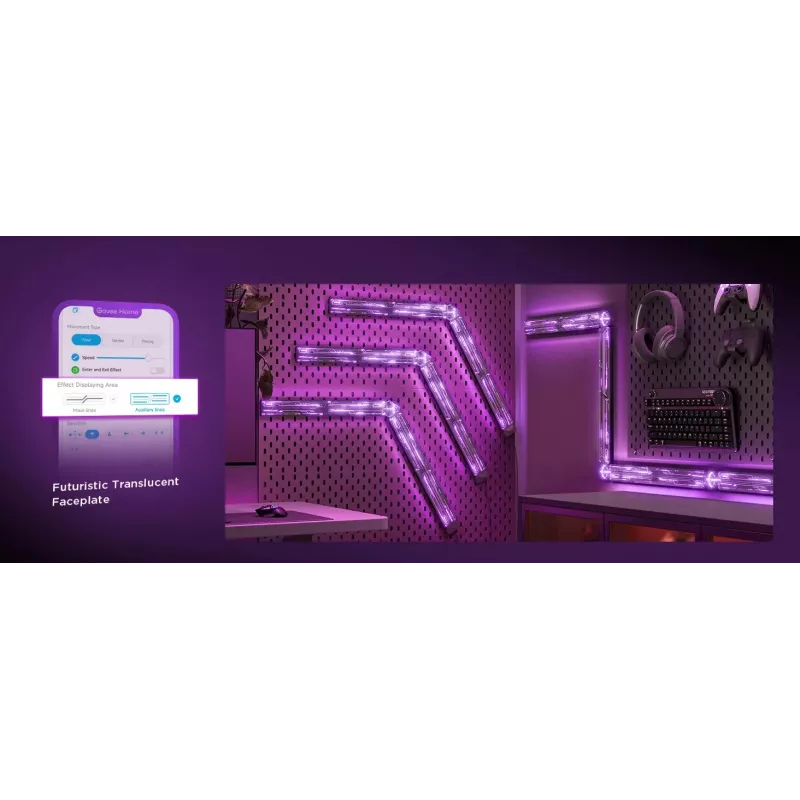 Nutikas seinavalgusti Govee Gaming Wall Lights (4+1) — Wi‑Fi/Bluetooth, mitmevärviline, 4 tk, 370×45×30 mm
