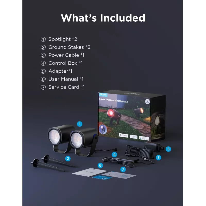 Välisprožektorid Govee H7093 RGBICWW 750 lm Wi‑Fi 2.4 GHz, RGB ja soe valge