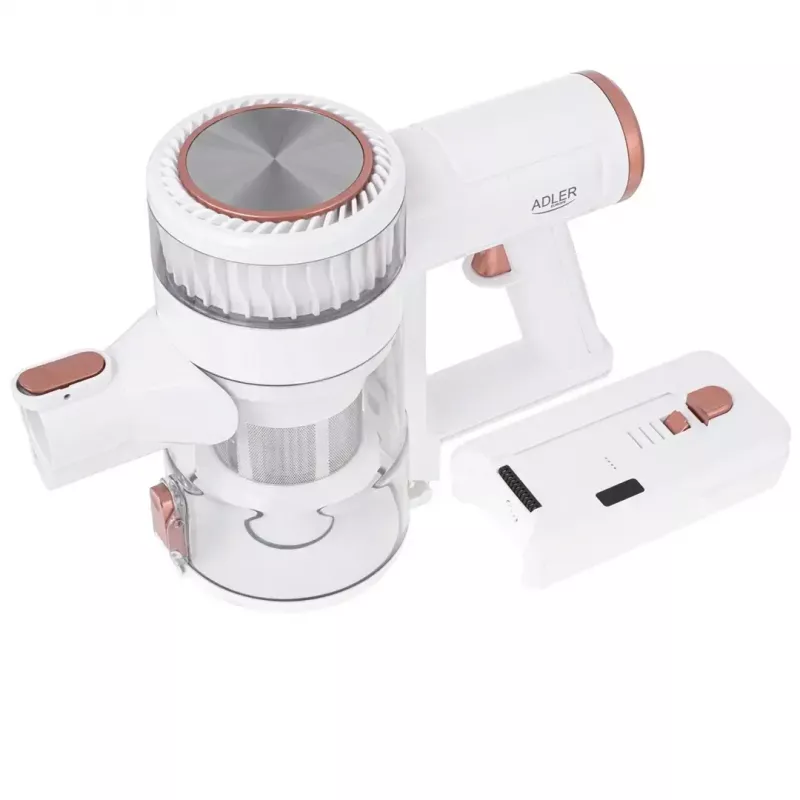 Juhtmeta püsttolmuimeja Adler AD 7079, harjadeta mootor, 9000 Pa, 2200 mAh, 0,4 L kottideta