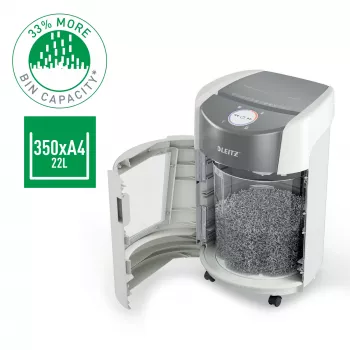 Leitz IQ OptiMax Small Office 350 Micro Cut paberipurustaja turvatase P5 22L - valge