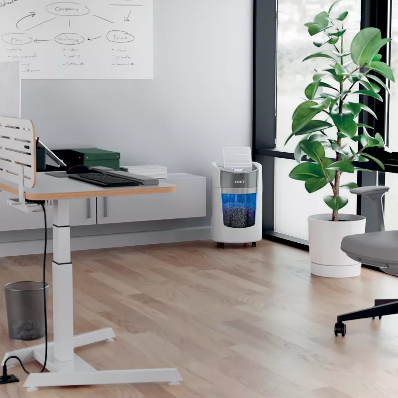 Leitz IQ OptiMax Small Office 350 Micro Cut paberipurustaja turvatase P5 22L - valge