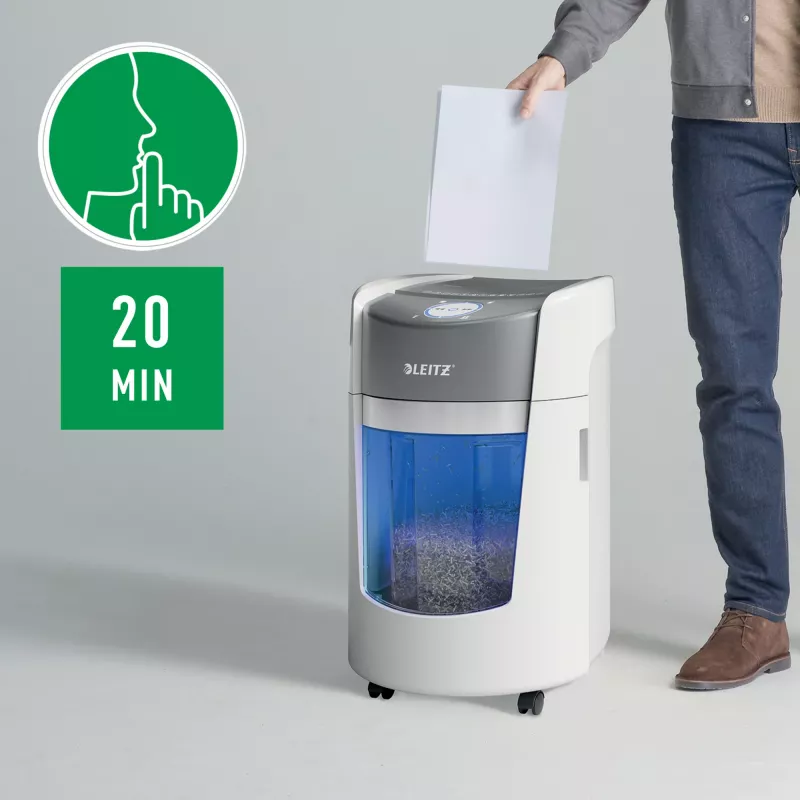 Leitz IQ OptiMax Small Office 350 Micro Cut paberipurustaja turvatase P5 22L - valge