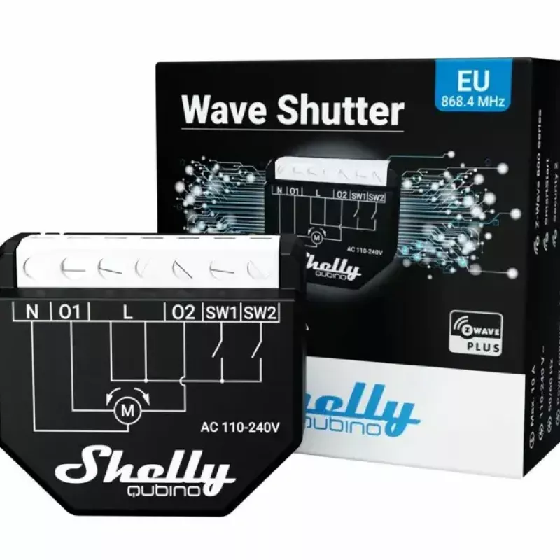 Nutikell Shelly Wave Shutter Must 10 A 110–230 V, max ulatus 40 m, 25 dBmW