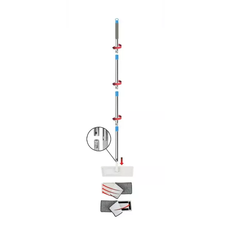 Märgpõrandamopi komplekt ESPERANZA EHS004 koos ämbriga, mikrokiust vahetatav ots, pöörlev, kõrgus 1250 mm, 1,1 kg