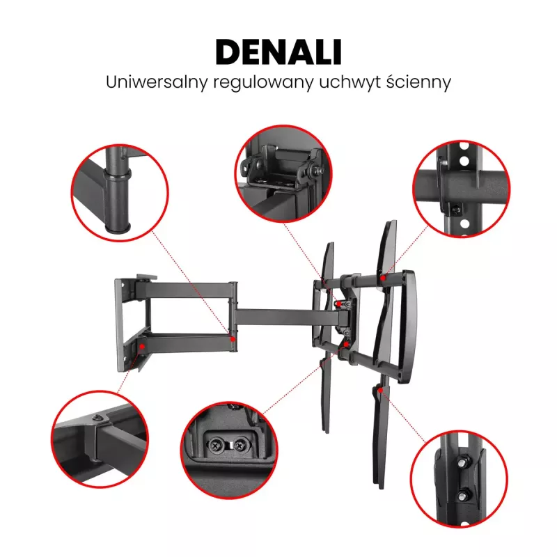 Seina TV kinnitus MONTIS DENALI MT162 37-tollistele kuni 105-tollistele ekraanidele, teras, 75 kg kandevõime, VESA 200x100–800x600, kallutamine/pööramine/rotatsioon, 7,3–60,9 cm