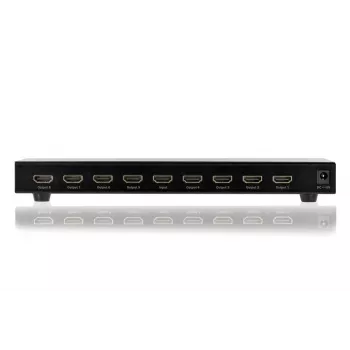 DIGITUS HDMI jaotur, 8 porti 1080p, 3D, HDMI High Speed, 2.25 GHz/225 MHz, metallkorpus, must