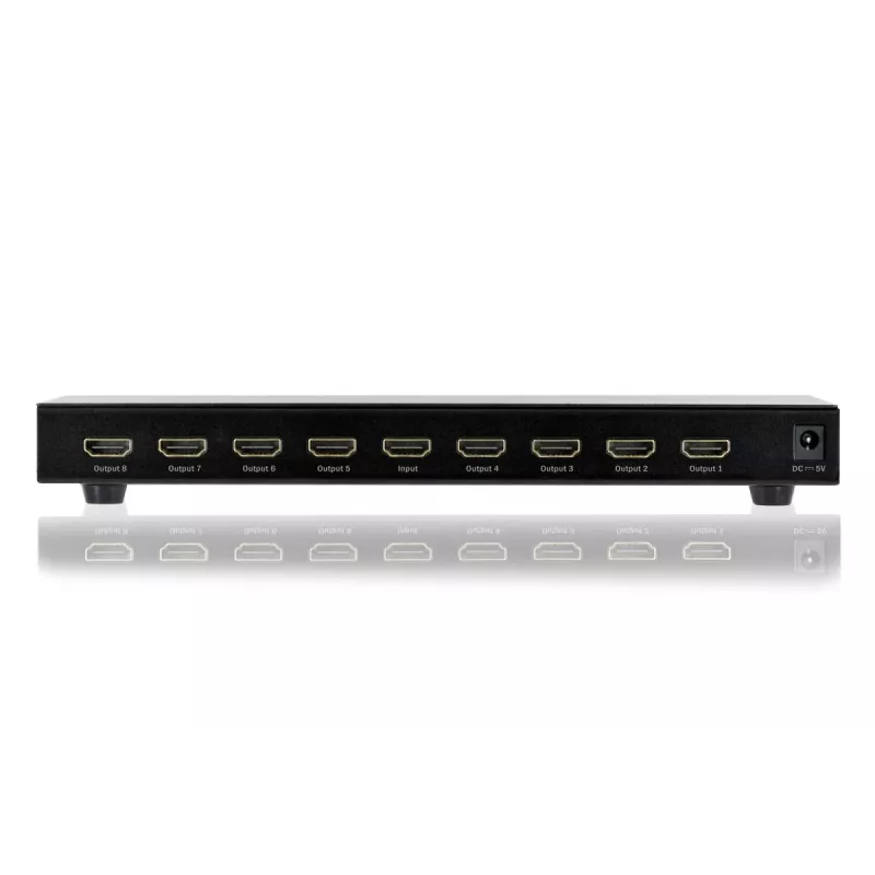 DIGITUS HDMI jaotur, 8 porti 1080p, 3D, HDMI High Speed, 2.25 GHz/225 MHz, metallkorpus, must