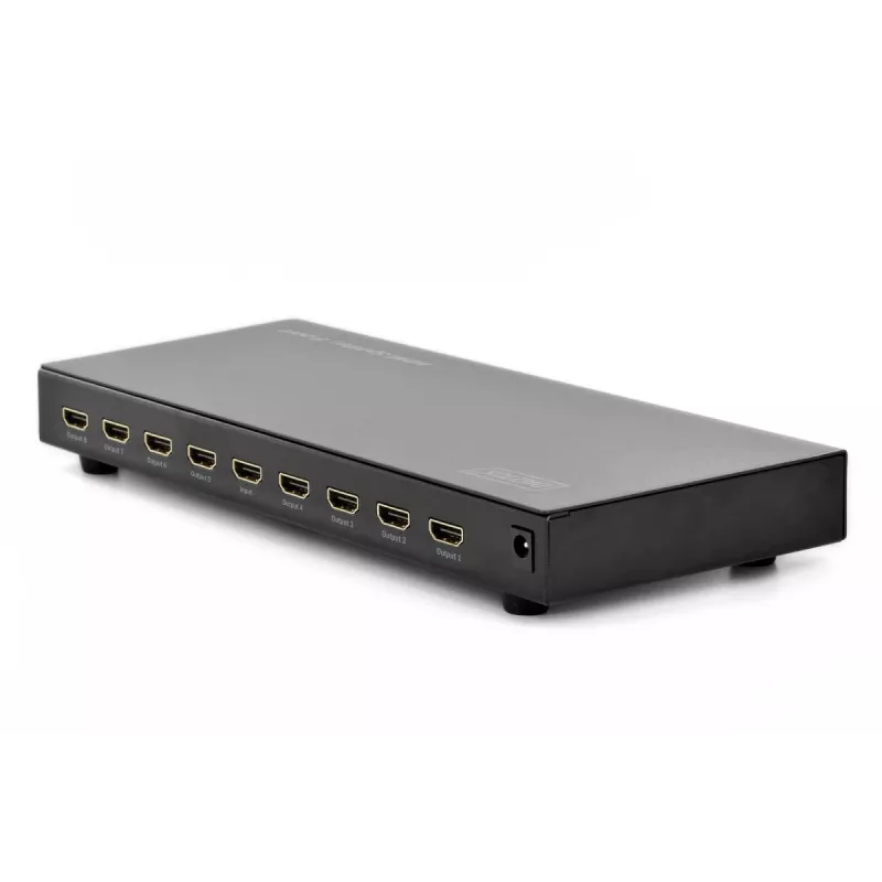 DIGITUS HDMI jaotur, 8 porti 1080p, 3D, HDMI High Speed, 2.25 GHz/225 MHz, metallkorpus, must