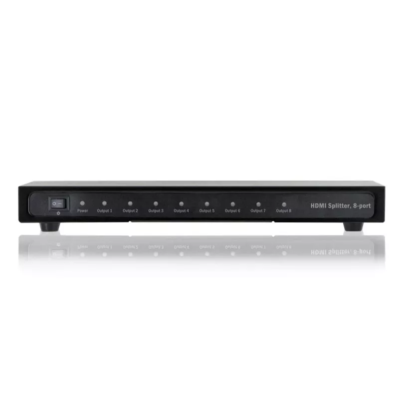 DIGITUS HDMI jaotur, 8 porti 1080p, 3D, HDMI High Speed, 2.25 GHz/225 MHz, metallkorpus, must