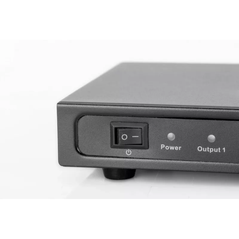 DIGITUS HDMI jaotur, 8 porti 1080p, 3D, HDMI High Speed, 2.25 GHz/225 MHz, metallkorpus, must